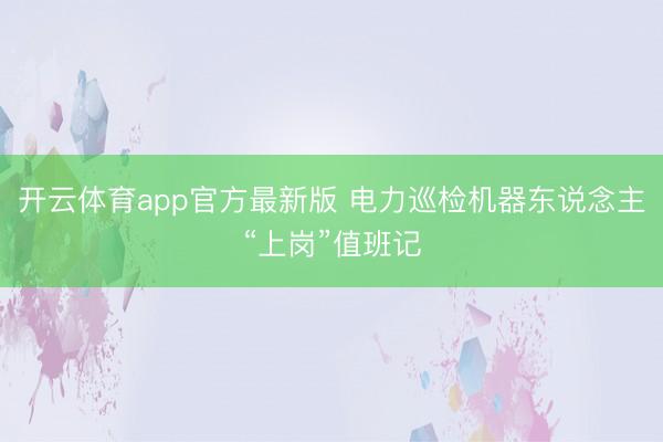 开云体育app官方最新版 电力巡检机器东说念主“上岗”值班记