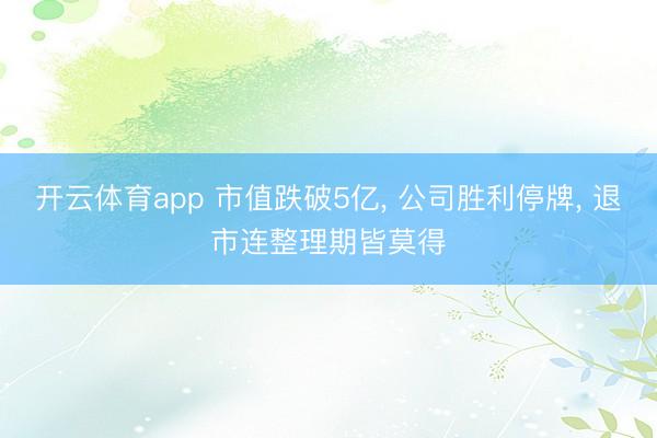 开云体育app 市值跌破5亿, 公司胜利停牌, 退市连整理期皆莫得