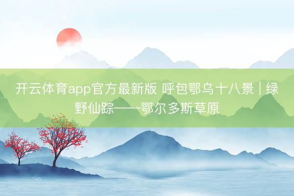 开云体育app官方最新版 呼包鄂乌十八景 | 绿野仙踪——鄂尔多斯草原