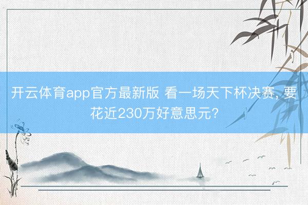 开云体育app官方最新版 看一场天下杯决赛， 要花近230万好意思元?