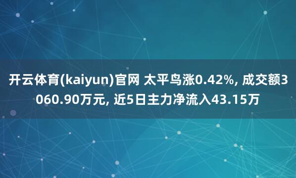 开云体育(kaiyun)官网 太平鸟涨0.42%, 成交额3060.90万元, 近5日主力净流入43.15万