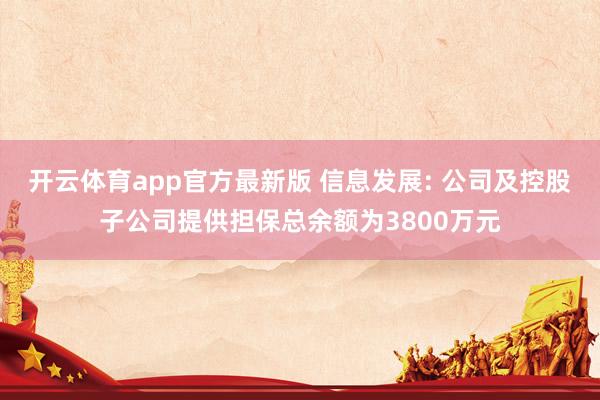 开云体育app官方最新版 信息发展: 公司及控股子公司提供担保总余额为3800万元