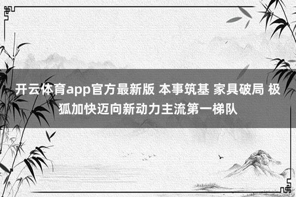 开云体育app官方最新版 本事筑基 家具破局 极狐加快迈向新动力主流第一梯队