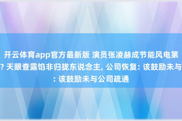 开云体育app官方最新版 演员张凌赫成节能风电第六大鼓励? 天眼查露馅非归拢东说念主, 公司恢复: 该鼓励未与公司疏通