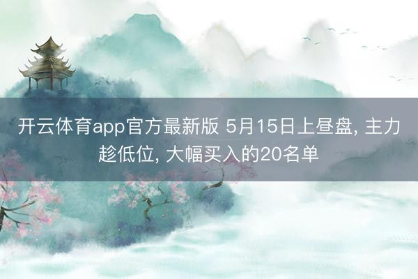 开云体育app官方最新版 5月15日上昼盘, 主力趁低位, 大幅买入的20名单